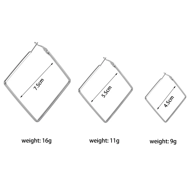 Модные серьги обруча для женщин аксессуары личности Простые металлические квадратные геометрические серьги модный подарок для ювелирных изделий femmes