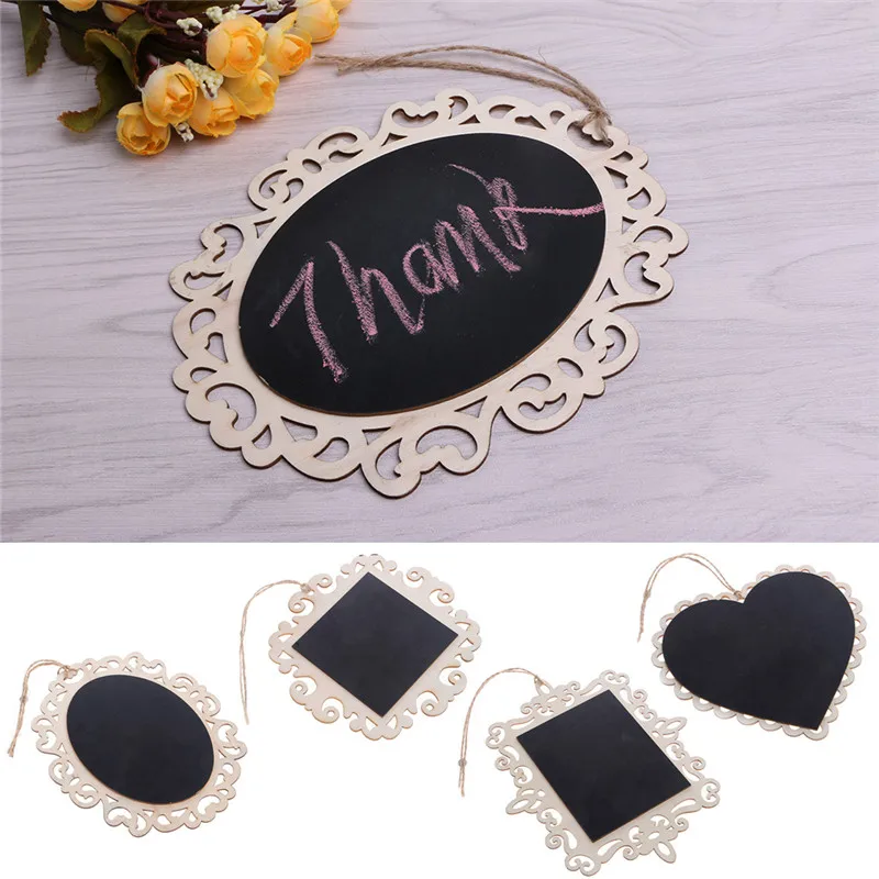 

Creative Home Wedding Party Decor Hanging Wooden Blackboard Chalkboard Wordpad Message Memo Chalk Board Party Supplies-W110