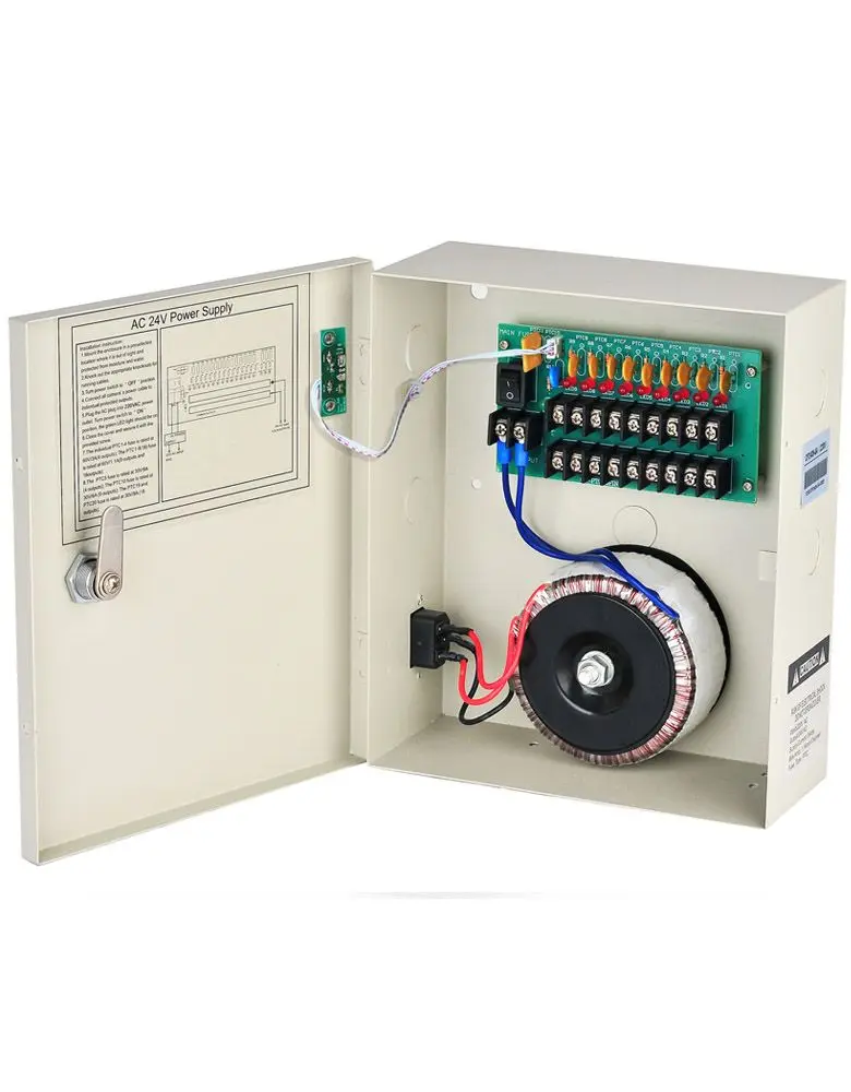 

24v AC Power Supply 5A 9 Channels Boxed Security Power Distribution 220V/110V AC