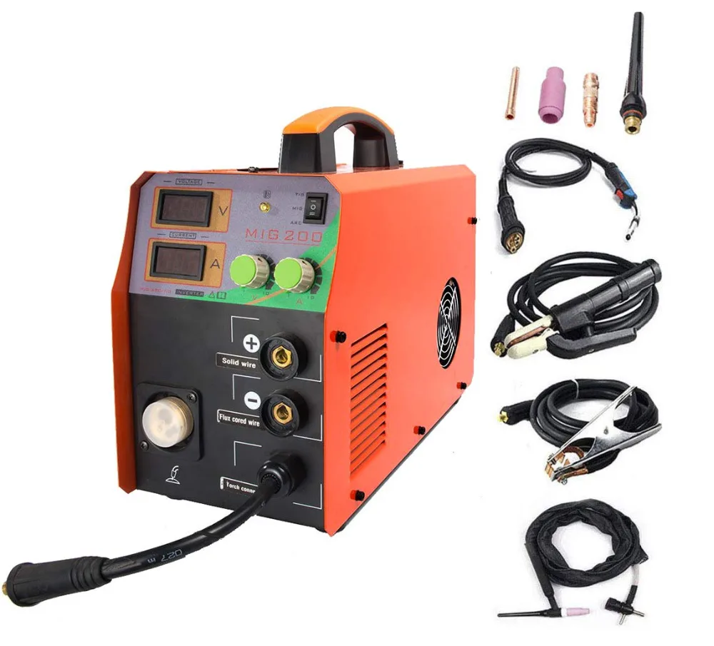 

MIG200 Welder Dual Voltage 220V DC 200A MIG/TIG/ARC Welder 3 in1 Welding Machine MMA Inverter IGBT Digital Display Machine