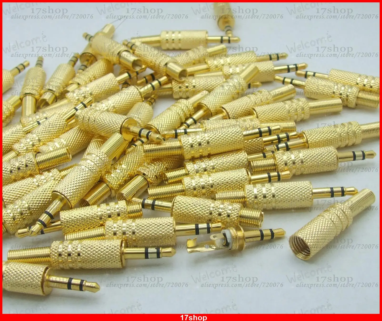 100PCS 3pin Gold plating 3 5mm Male plug Stereo for Headphones plug Audio Cables