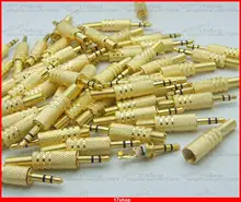100PCS 3pin Gold plating 3 5mm Male plug Stereo for Headphones plug Audio Cables
