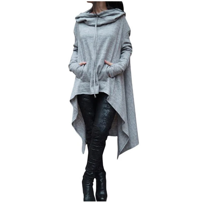 MYTL, зимние женские толстовки с капюшоном, плащ, накидка, длинный рукав, пуловеры, хлопок, Длинная толстовка, свободная, нестандартного размера плюс, худи