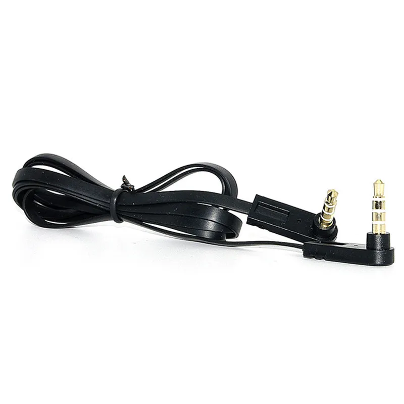 

200pcs 90 degree elbow angle 3.5mm male to male 4 pole Car Aux Audio Cable Flat Noodle Shape 1m Free shipping By DHL UPS FedEx