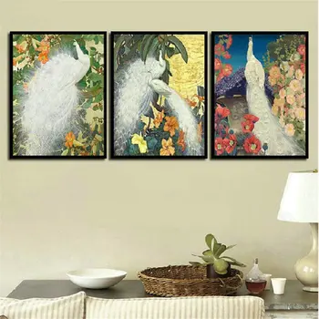 

DIY Diamond Painting Cross Stitch white peacock Rhinestone Mosaic Needlework Diamond Embroidery Creative Gift Home Decor