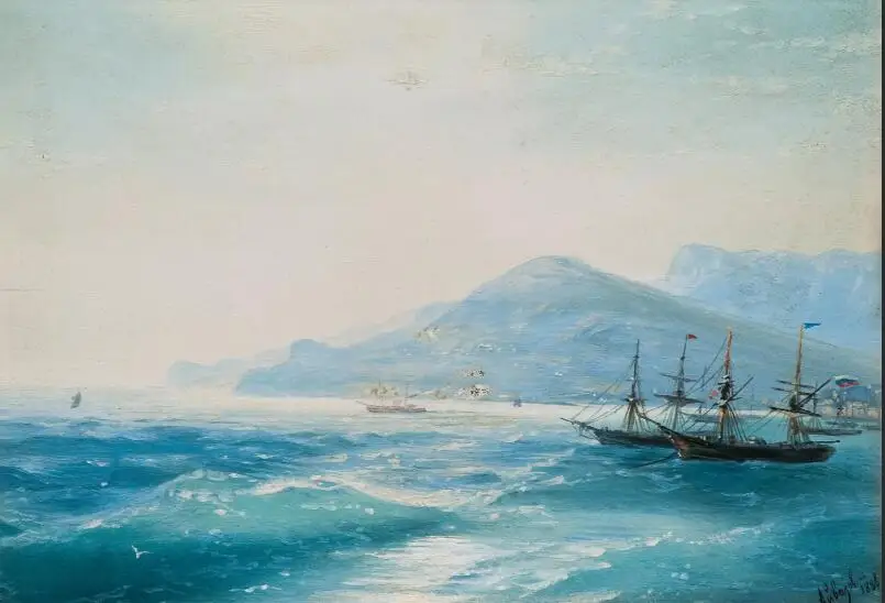 HOME OFFICE WALL Decor ART # 100% handpainted work Russian Ivan Aivazovsky Ships Near the Coast copy art oil painting on canvas HOME OFFICE WALL Decor ART # 100% handpainted work Russian Ivan Aivazovsky Ships Near the Coast copy art oil painting on canvas