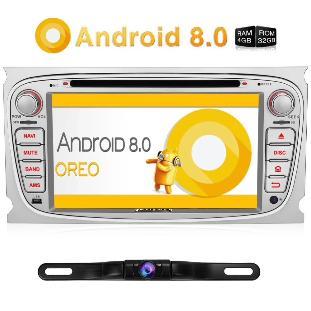 Pumpkin 2 Din7''Android 8 0 автомобильный Радио dvd плеер для Ford Focus/Mondeo GPS навигация Qcta Core Wifi