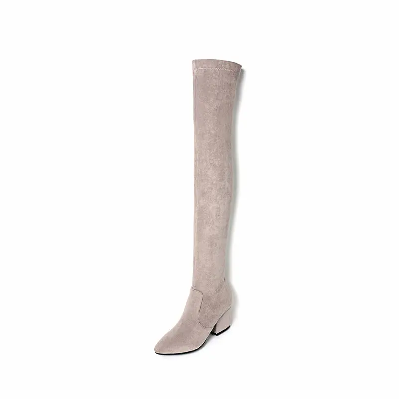 Bottes Le Sur Les Femmes Zipper 2018 Memunia Arrivent Slip Simple Haute Classic Genou Noir Nouveau Talons Épais Cuisse gris dsCthQrx