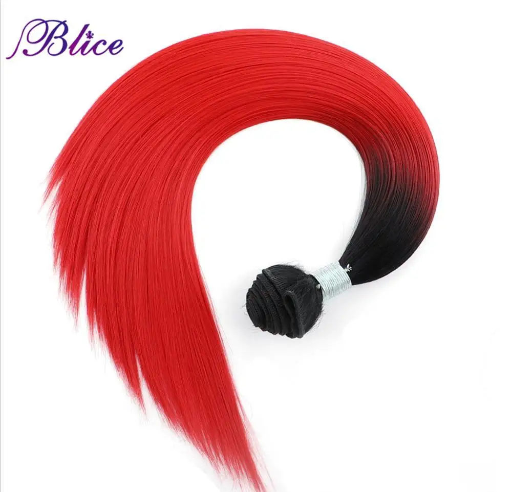 Blice Synthetic Omber Hair T1B/Red Long Straight Hair Weaving 3 Bundles Deal Hair Weft Colorful Hair Pieces For Girls - Цвет: T1B/красный