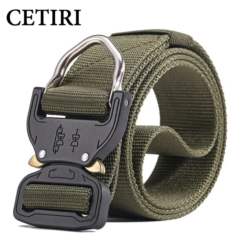 

CETIRI 3.8cm Nylon Tactical Belt Military Style Webbing Riggers Web Belt with Heavy-Duty Quick-Release Metal Buckle