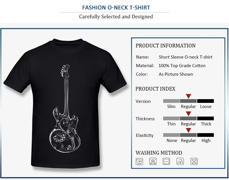 Newest Male T-Shirt Round Neck Summer Autumn Short Sleeve 100% Cotton Tops Shirt Love Music Guitar Street Tee-Shirts