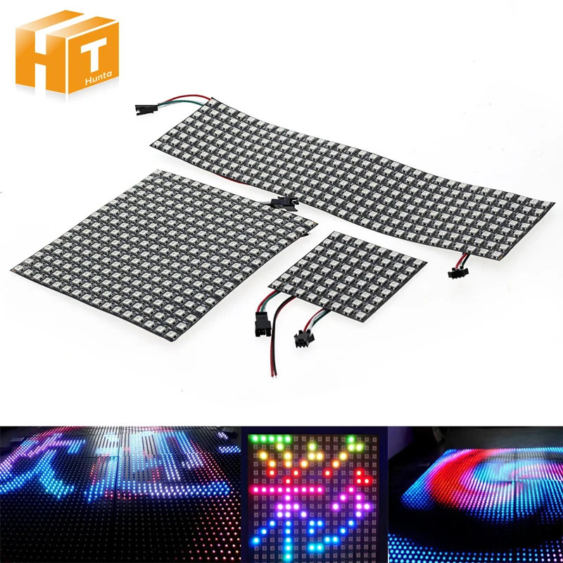 

5050 RGB WS2812 Full Color Display Board DC5V 8*8 / 16*16 /8*32 64 256 LEDs Flexible Pixel Panel Screen
