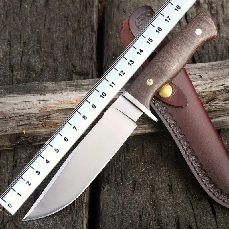 

New 62HRC DC53 blade copper staple +High density flax copper nails fixed knife jungle exploration survival knife hunting knife