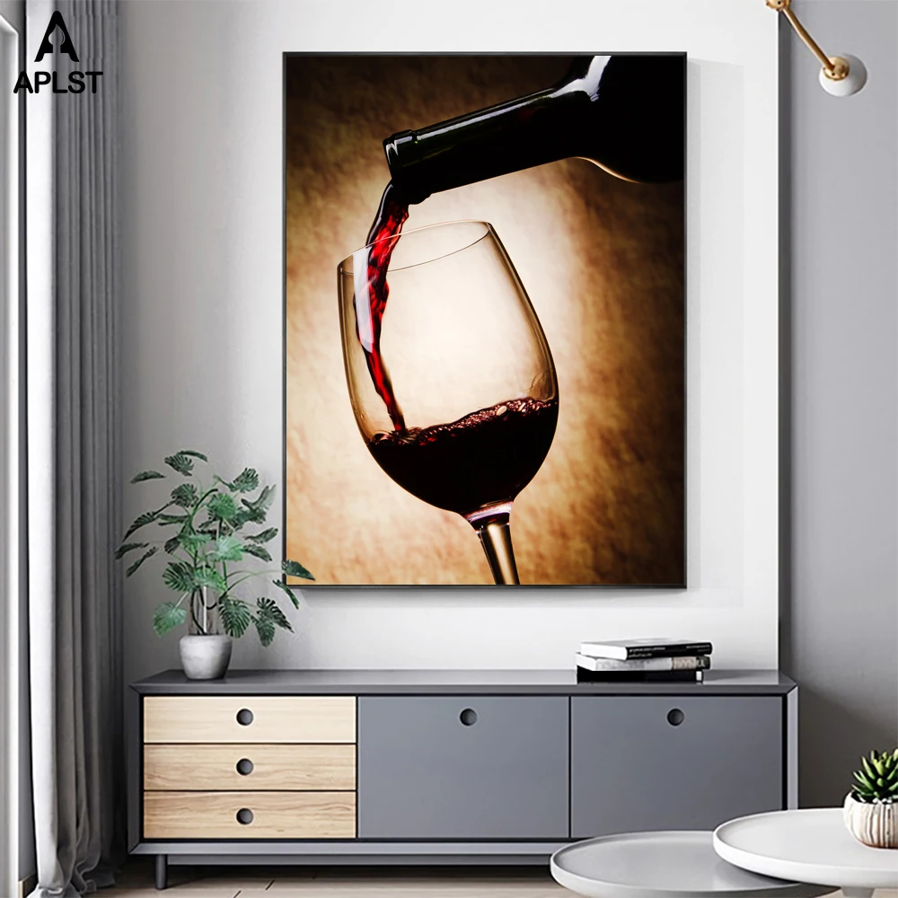 Красное вино стекло картина маслом печать плакат современный холст искусство Бар Ресторан украшение кухонной стены столовая Декор для гостиной