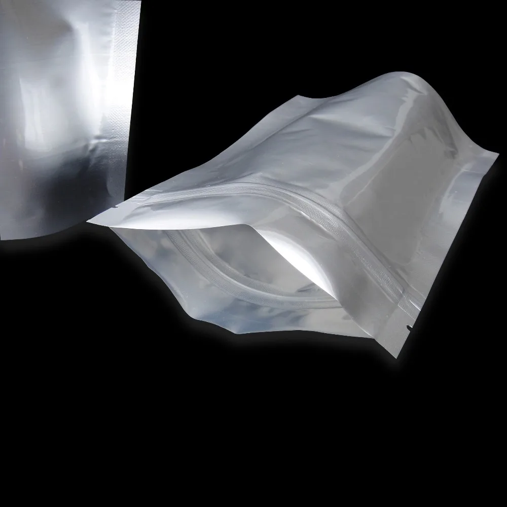 100 шт маленький размер майларовая алюминиевая фольга стоячие мешки с замком-молнией Хранение продуктов кислородный барьер сумки ширина от 9 см до 16 см