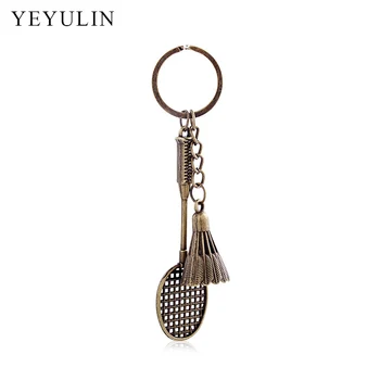 

New Arrival Silver Color Alloy Cool Keychains Creatively 3D Model Badminton Keyring For Women Men