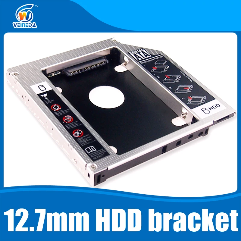 Universal 2nd 12 7mm Aluminum font b HDD b font Caddy SATA 3 0 for 2