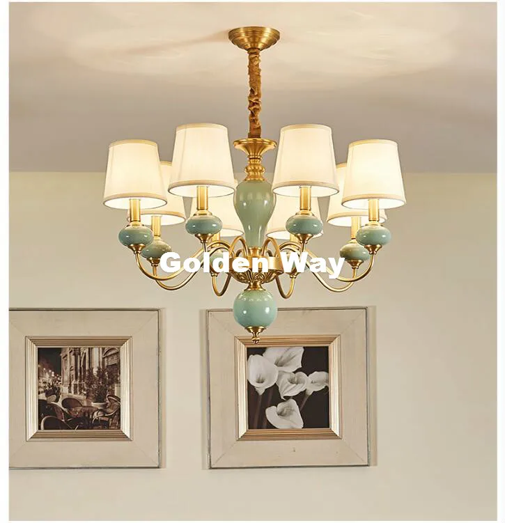 8L Chandelier D76cm Современные Nordic люстра Блеск Медь латунь гладить Лампы для мотоциклов Освещение подвеска блеск crital современные jade Керамика люстра Освещение - Цвет абажура: 8L Chandelier D76cm