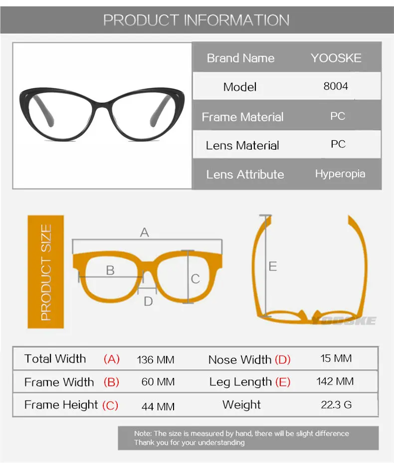 YOOSKE, трендовые очки для чтения с кошачьими глазами, женские прозрачные линзы, очки для пресбиопии, очки по рецепту+ 1,5, 2,0, 2,5, 3,0, 3,5