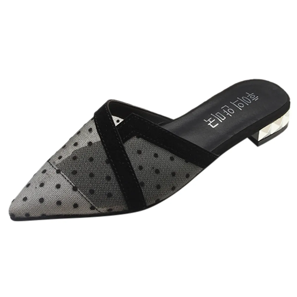 

SAGACE Summer Women Slippers Open-Toe Beach Shoes Slip-On Concise Casual Mesh Pointed Toe Slip-On Outdoor Leisure Slippers