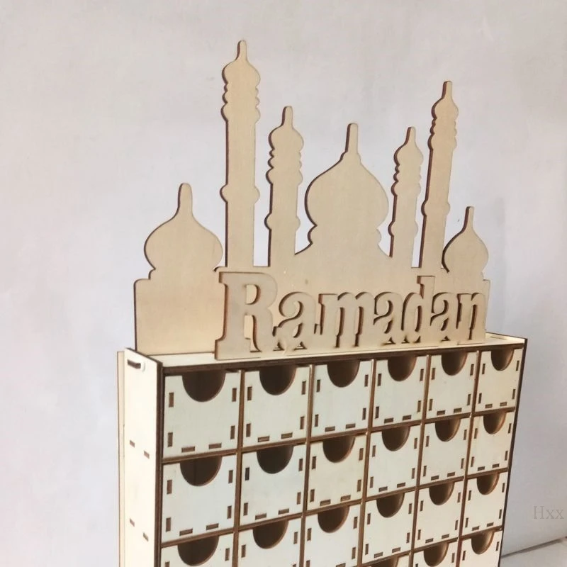 Деревянный ящик из МДФ Eid Рамадан Мубарак Адвент календарь мусульманские исламские украшения орнамент вечерние принадлежности
