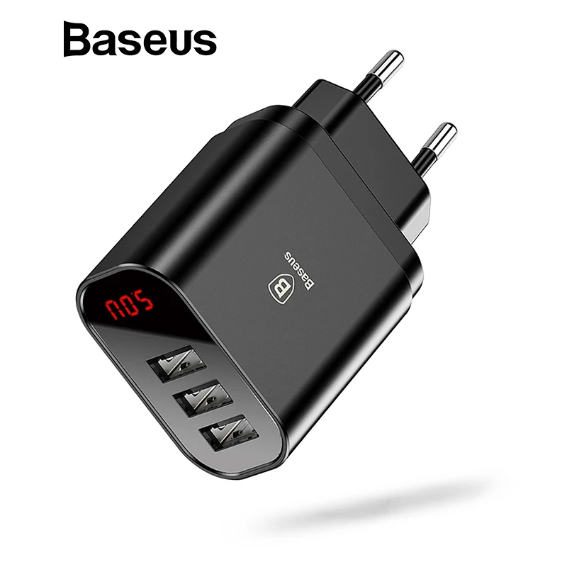 Baseus 3 Port USB Charger for iPhone XR Xs LED Display Phone Charger