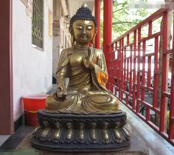 

16"Tibet Buddhist Temple Bronze Gild sakyamuni Tathagata Buddha statuary