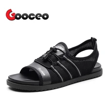 Мужские сандалии; летняя пляжная обувь; Цвет Черный; сетчатая обувь без застежки; модная дышащая легкая повседневная обувь на плоской подошве; zapatos hombre; мужские сандалии