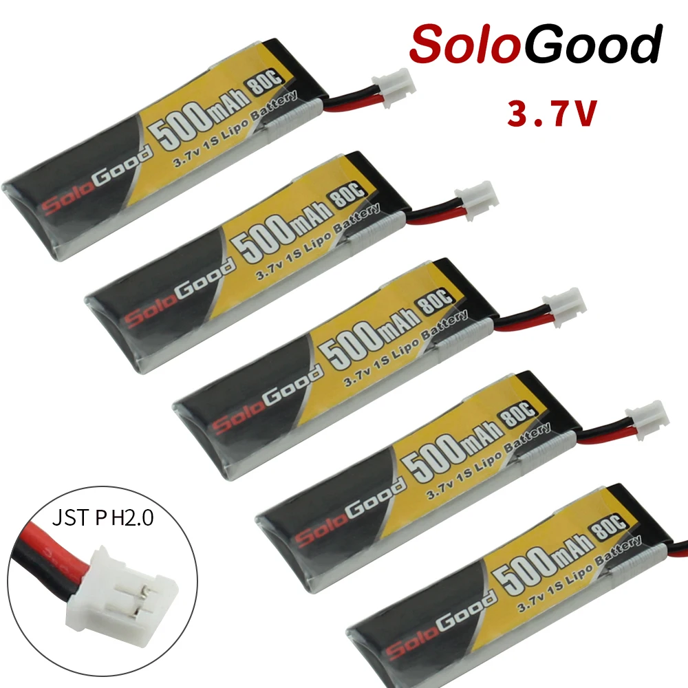 5 шт. SoloGood Lipo аккумулятор 1S 3,7 V 3,8 V 500mAh 80C 1S аккумуляторные батареи с разъемом PH2.0 для внутреннего гоночного дрона