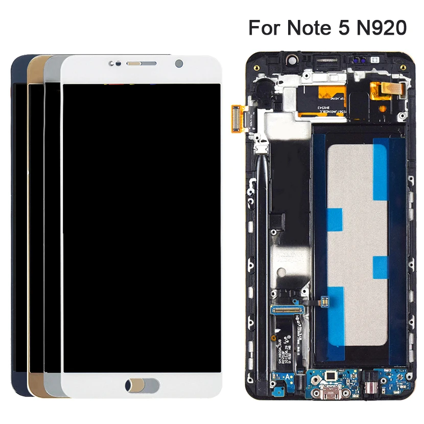 

Original AMOLED LCD for SAMSUNG Galaxy Note 5 Display Touch Screen Digitizer with Frame Replacement LCD N920 Display