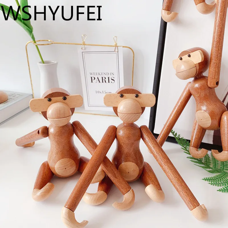 

1Pcs primary color wooden crafts processing Danish teak monkey creative gifts novelty practical home decoration free shipping