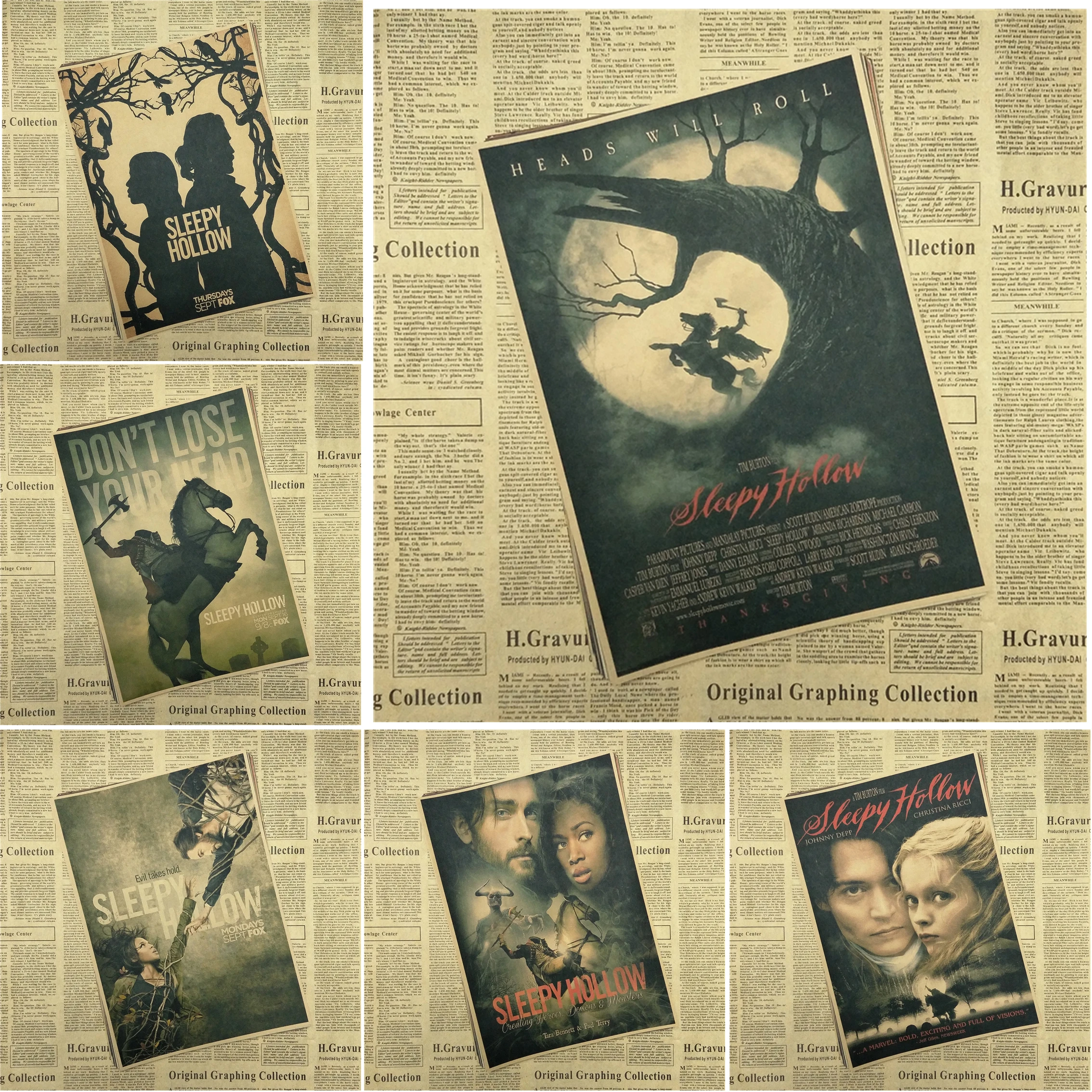 

Sleepy Hollow Classic Movie Kraft Paper Poster Bar Cafe Living Room Dining room Wall Decorative