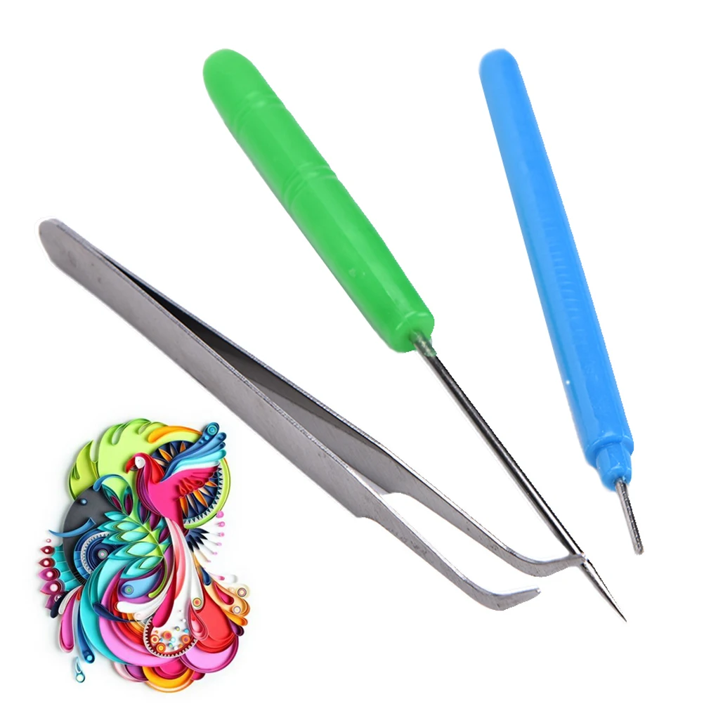 Slotted quilling tools in lime green 10 cm long