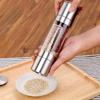 

Double Head Stainless Steel Grinder Pepper Garlic Manual Mill Seasoning Powder Pepper Grinding For Kitchen Cooking Tools