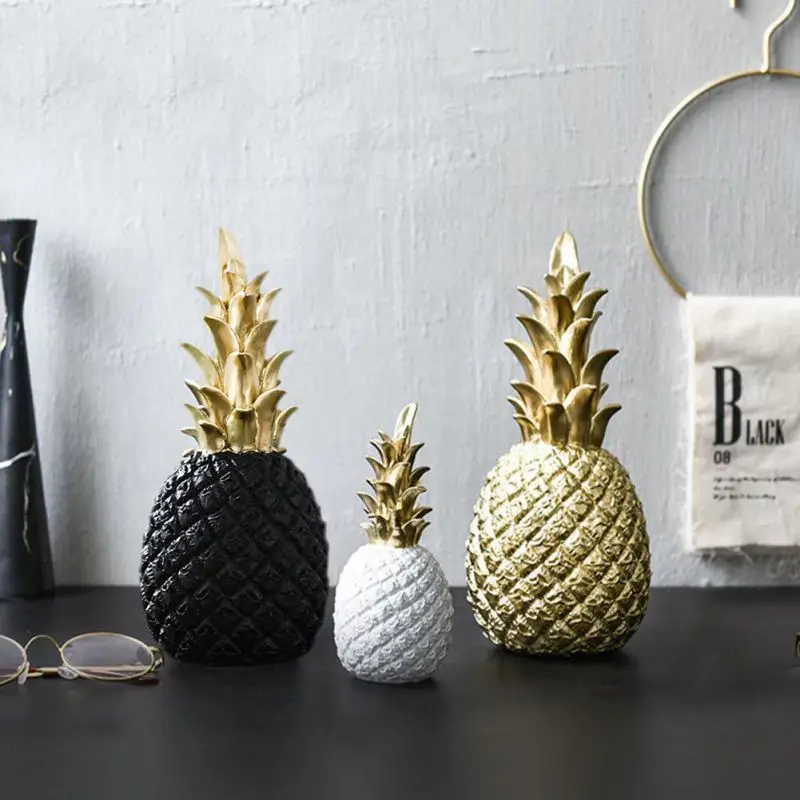 

Pineapple Shaped Figurine Gold Black Pineapple Crafts Miniatures Gift For Office Home Decoration Pineapple