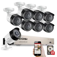 ZOSI HD-TVI 8CH 1080P Комплекты систем безопасности с 8* 2.0MP дневным ночным видением CCTV камера видеонаблюдения