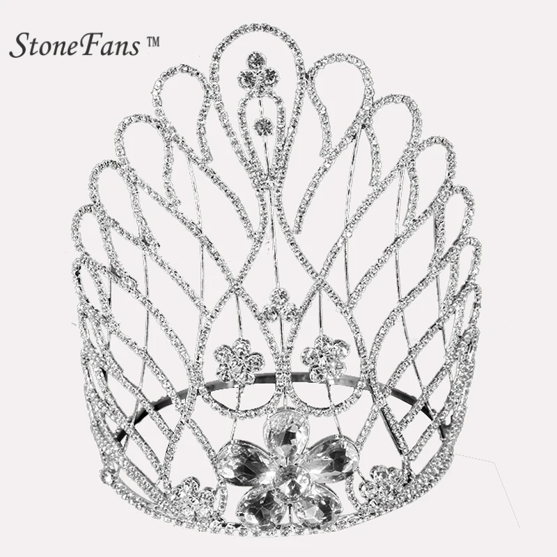StoneFans тиары из страз брачный венец головная повязка женский головной убор с цветочным рисунком для свадебных торжеств аксессуары для волос невесты Ювелирная тиара 7