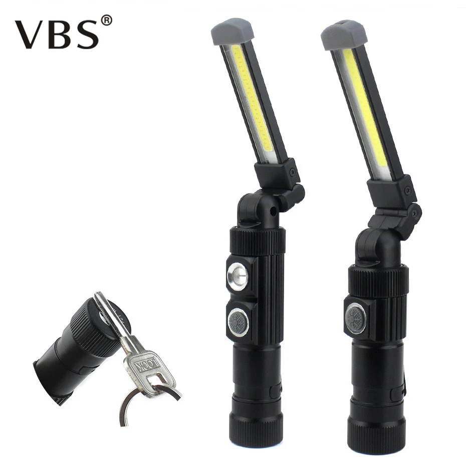 COB Handheld Work Lights Movable Flashlight USB Charging Torch Folding Emergency Lights