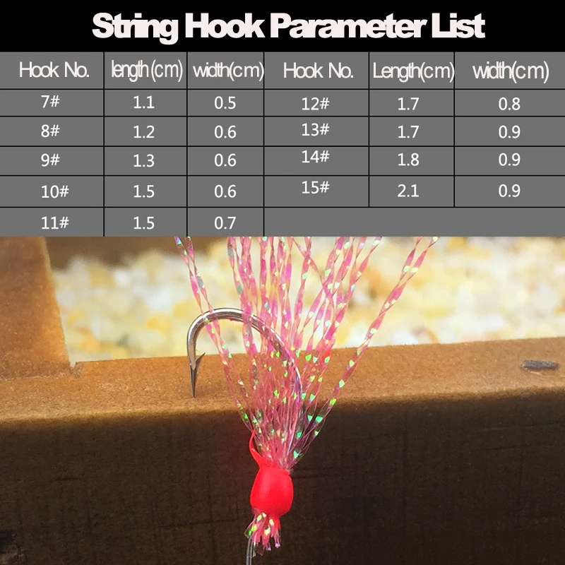 Bimoo 6pcs/set Colorful String Hooks Sabiki Rig with 6 Fishhooks for Sea luminous Fishing Lures Combination Fishing Hooks #7-#15 Bimoo 6pcs/set Colorful String Hooks Sabiki Rig with 6 Fishhooks for Sea luminous Fishing Lures Combination Fishing Hooks #7-#15