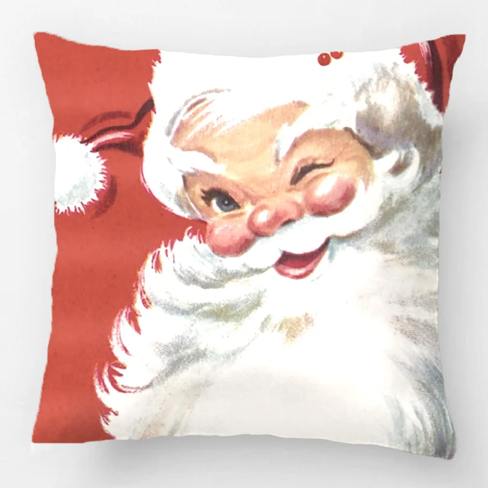 Vintage Christmas, Jolly Winking Santa Claus Throw Pillow Case