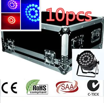 

HOT!10pcs 24x18W LED Par Lights with 1 fight case lamp rgbwa uv 6in1 led par light for dj and dmx