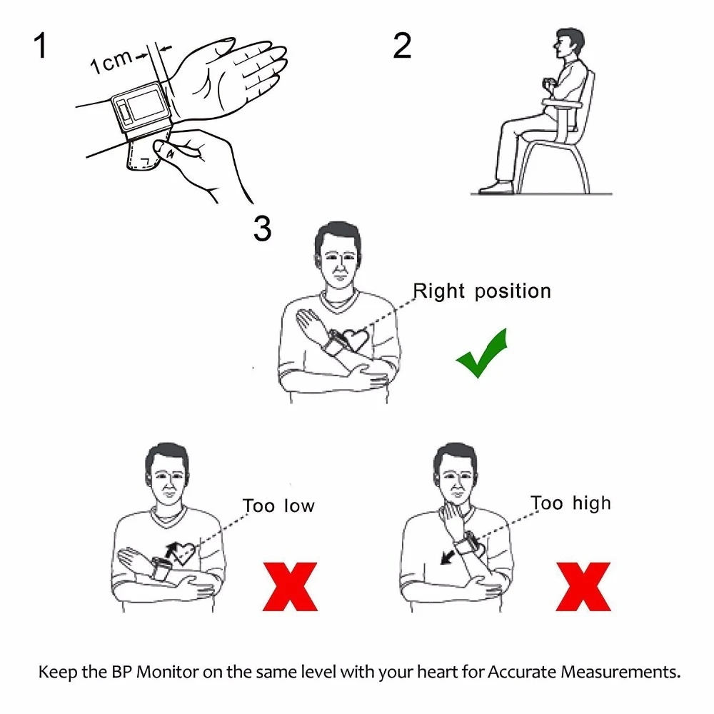 Blood Pressure Monitor Blood Pressure Meter Voice Cuff Wrist Sphygmomanometer Heart Rate Pulse Portable Tonometer BP