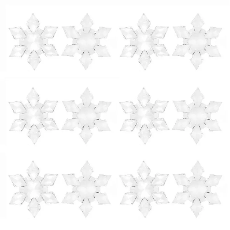 12pcs Christmas Snowflake decoration Crystal Acrylic Rhinestone Frozen Xmas tree Pendant DIY Decor Craft Scrapbooking #3o25 (4)