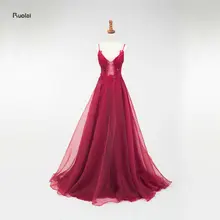 Вечерние платья Длинные A line органза Вечерние вечернее платье Boho Макси пляжные платья с открытой спиной Robe De Soiree
