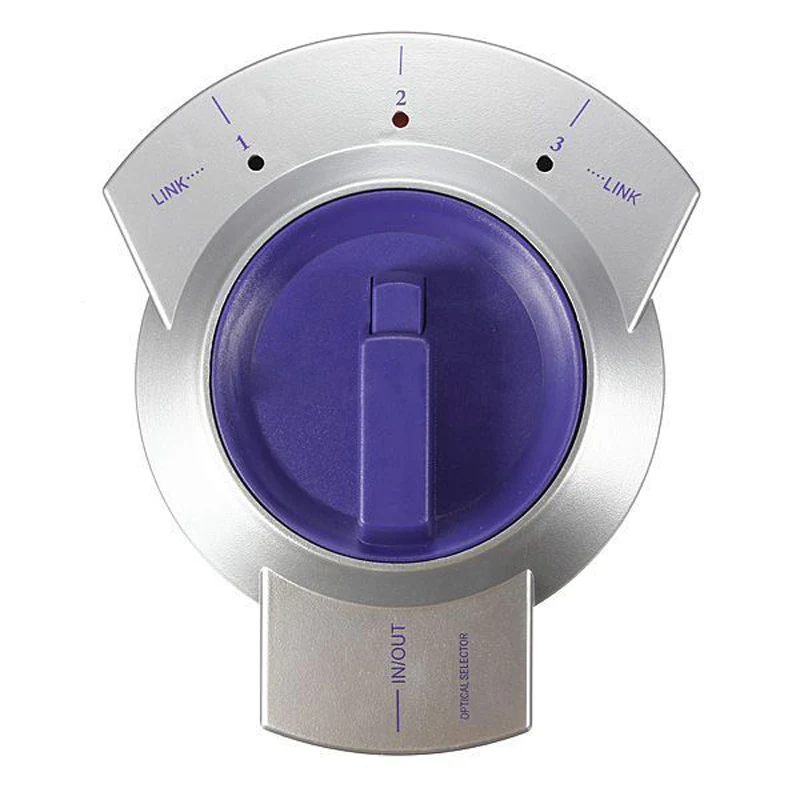 

3-Way Digital Audio Optical Fiber Cable Toslink Selector Switch Splitter HDTV Silver+Purple