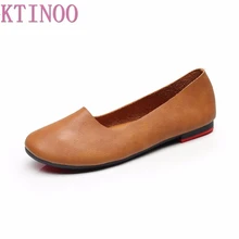 GKTINOO плоские туфли женщина ручной сшиты Кожаные Мокасины Туфли без каблуков Мокасины Весна Повседневная обувь Женские туфли-лодочки Женская обувь, размеры: 35–43 и выше