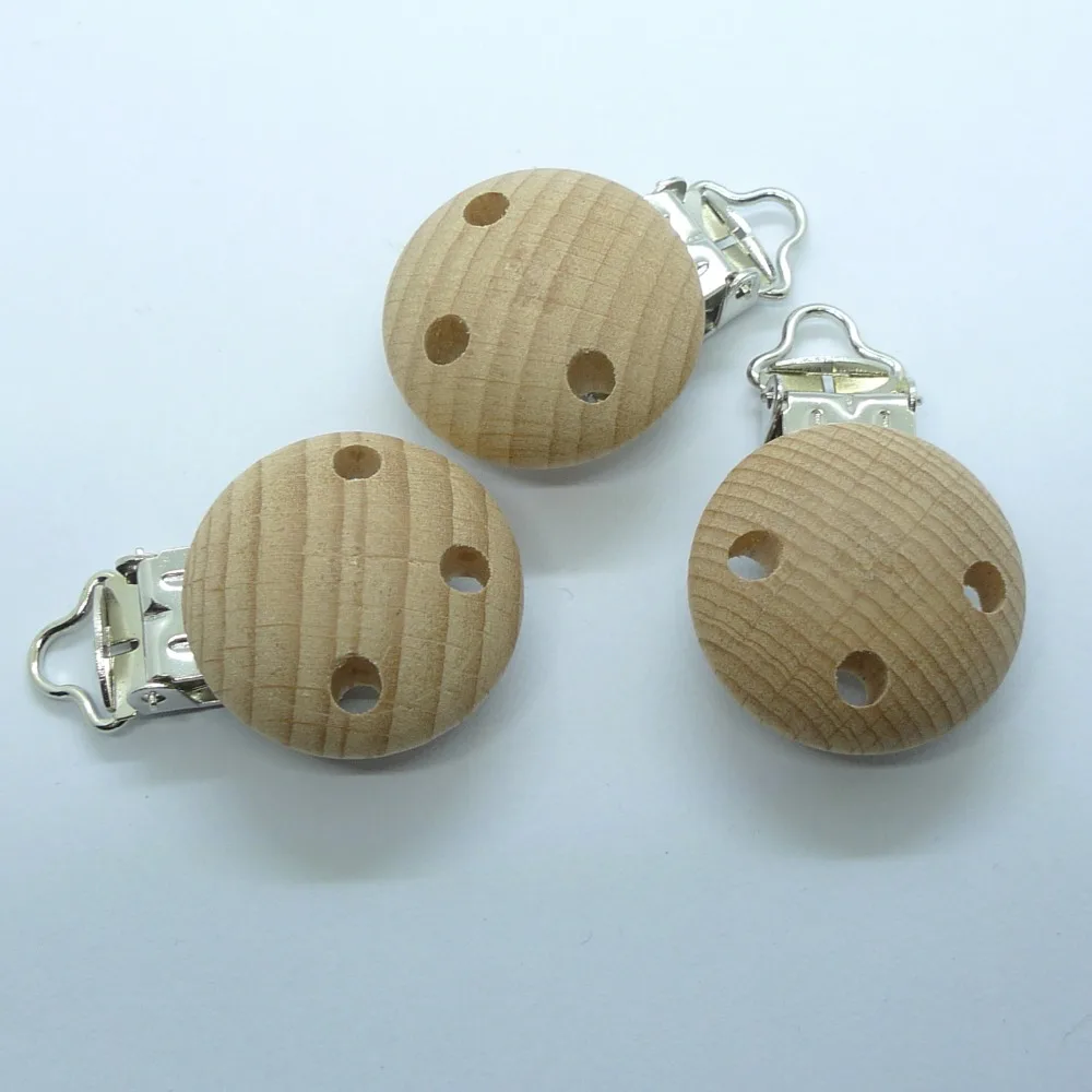

25pcs Unfinish Beech Wooden Baby Pacifier Clips