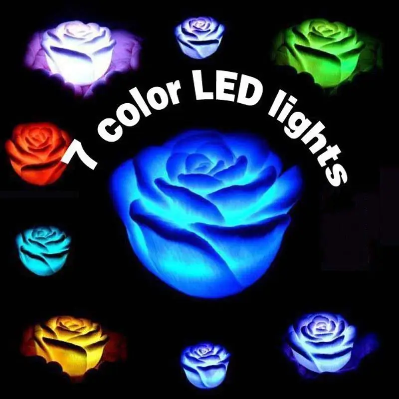 

Rose Flower LED Light Night Changing 7 Colors Romantic Candle Light Lamp 7 Color Change Rose flower Novelty Festival decoration