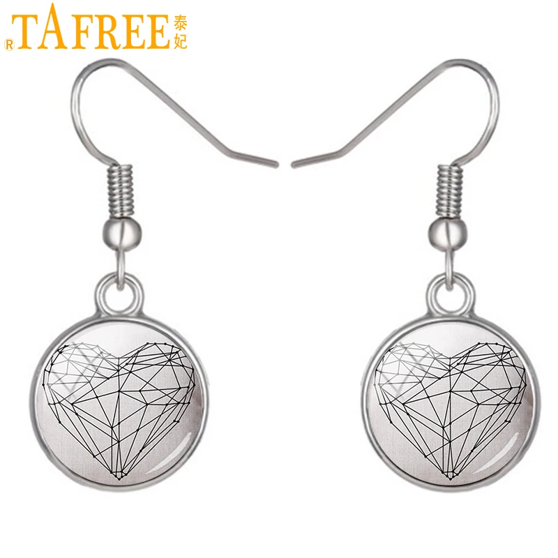 

TAFREE Simple Heart Drop Earrings Originality animals cat dangle earrings Ocean Sea Conch Hippocampus pattern jewelry A490