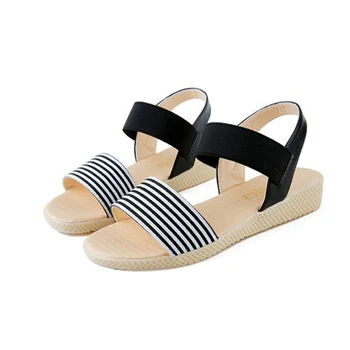 

Newly Women Comfy Platform Wedge Shoes Casual Stripe Sandals for Summer 19ing